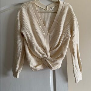 BP Cream Twist Front Women Sweater
